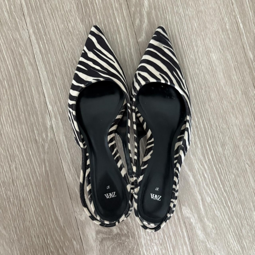 Zara Black and White Zebra Heels